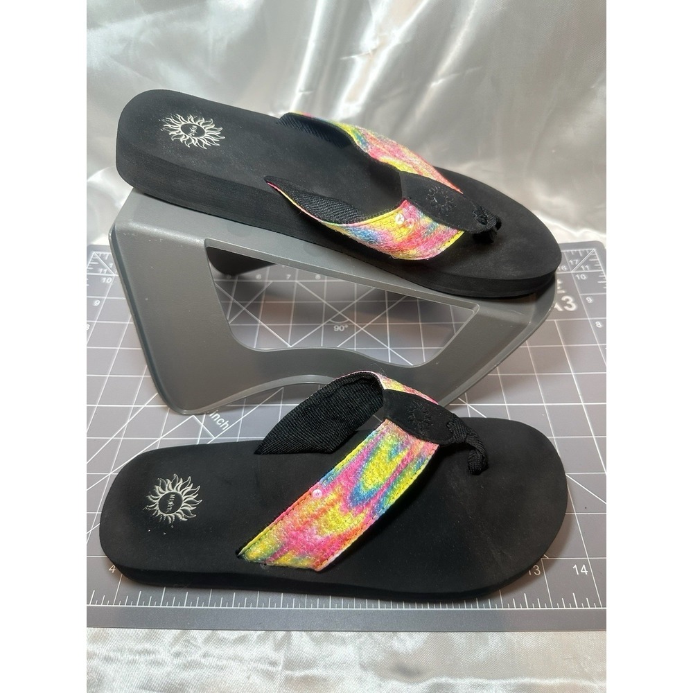 MIXIT Women's Iridescent Sequins Flip Flop Sandals Black Size 8